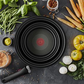 Set de 3 piese Tefal Ingenio Ultimate L7649343, tigaie 22/26 cm, maner detasabil, invelis antiaderent Titanium, indicator Thermo-Signal™, baza Thermo-Fusion™+, inductie, negru
