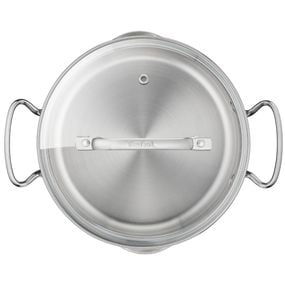 Set de 7 piese Tefal Duetto+ G719S735, oale cu capac de sticlă 16 / 20 / 24 cm, cratiță 16 cm, inducție, inox, m&acirc;nere nituite, margini turnare, gradații interioare, argintiu