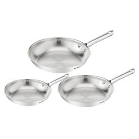 Set de tigăi cu 3 piese Tefal Duetto On B866S334, 20/24/28 cm, oțel inoxidabil, bază Thermo-Fusion&trade;, inducție
