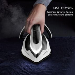 Stație de călcat cu abur Tefal Express Vision SV8156E0, 2800W, 8 bari, abur variabil 0 - 130 g/min, jet de abur până la 130 g/min, colector pentru calcar, rezervor apă 1.8L, negru & alb