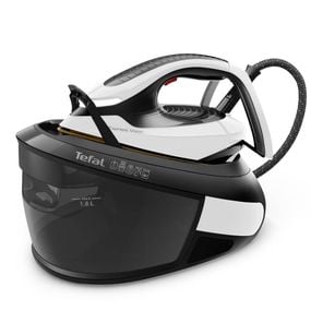 Stație de călcat cu abur Tefal Express Vision SV8156E0, 2800W, 8 bari, abur variabil 0 - 130 g/min, jet de abur până la 130 g/min, colector pentru calcar, rezervor apă 1.8L, negru & alb
