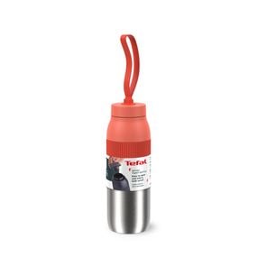 Termos Tefal beYou N2193910, inox, 0.5 L, 100% etanș, capac cu filet, argintiu & portocaliu