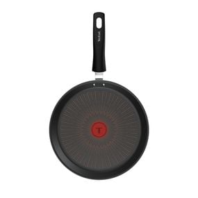 Tigaie pentru clatite Tefal Excellence+ G3303802, 25 cm, invelis antiaderent, tehnologie FUSIONCORE, Thermo-Signal™, maner nituit, aluminiu, inductie, negru