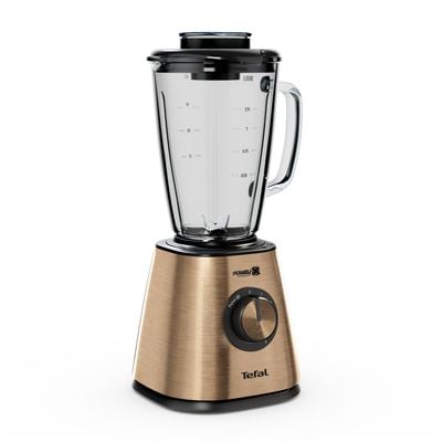 Blender Tefal Blendforce Coppertinto BL439G10, 800W, 1.25 L, Tehnologie Powelix, recipient din sticlă termo-rezistent, lame detașabile, funcție zdrobire gheață,negru & maro