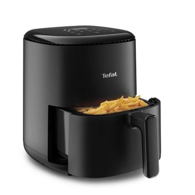 Friteuză cu aer cald Tefal Easy Fry Compact EY145810, 1300W, capacitate 3L - Air fryer cu 10 programe automate, vas antiaderent detașabil, funcție oprire automată, negru