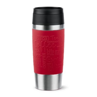 Termos Tefal Travel Mug Classic N2020410, inox, 0.36 L, 100% etanș, functie Quick Press, argintiu & rosu