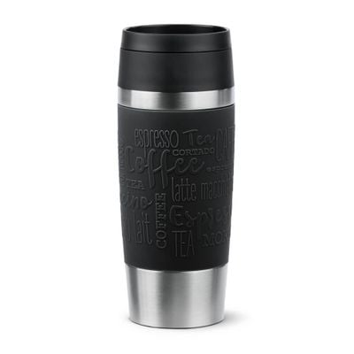 Termos Tefal Travel Mug Classic N2022010, inox, 0.5 L, 100% etanș, functie Quick Press, argintiu & negru