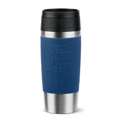 Termos Tefal Travel Mug Classic N2020310, inox, 0.36 L, 100% etanș, functie Quick Press, argintiu & albastru