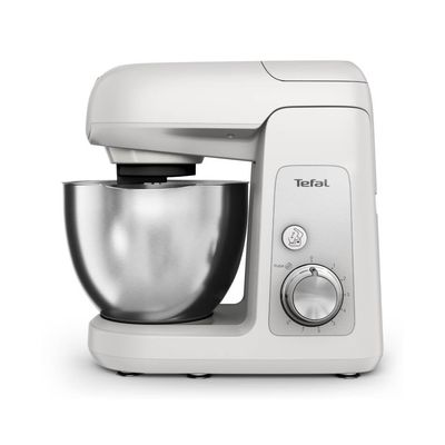 Robot de bucătărie Tefal Bake Partner QB525B38, 1100W,  4.6L, 8 trepte de viteză, funcție Pulse, râșniță, tocător carne, tel, cârlig aluaturi grele, inox, gri