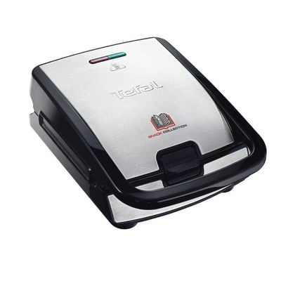 Sandwich maker multifuncțional Tefal Snack Collection 4 în 1 SW854D16, 700W, 4 seturi de plăci incluse, înveliș antiaderent, argintiu