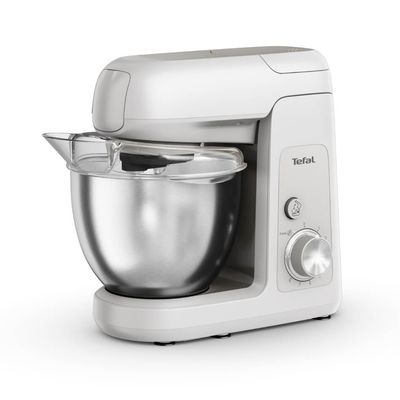 Robot de bucătărie Tefal Bake Partner QB525B38, 1100W,  4.6L, 8 trepte de viteză, funcție Pulse, râșniță, tocător carne, tel, cârlig aluaturi grele, inox, gri