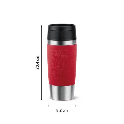 Termos Tefal Travel Mug Classic N2020410, inox, 0.36 L, 100% etanș, functie Quick Press, argintiu & rosu
