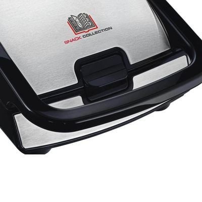 Sandwich maker multifuncțional Tefal Snack Collection 4 în 1 SW854D16, 700W, 4 seturi de plăci incluse, înveliș antiaderent, argintiu