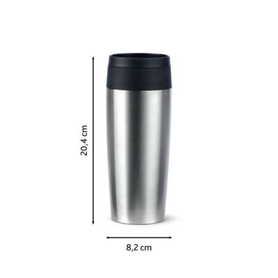 Termos Tefal Travel Mug Classic N2020110, inox, 0.36 L, 100% etanș, functie Quick Press, argintiu
