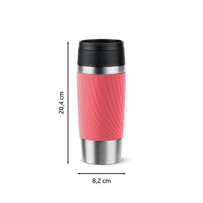 Termos Tefal Travel Mug Classic N2024410, 0.36 L, pastrare la rece 12 ore, pastrare la cald 6 ore, roz & argintiu