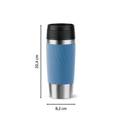 Termos Tefal Travel Mug Classic N2024510, 0.36 L, pastrare la rece 12 ore, pastrare la cald 6 ore, albastru & argintiu