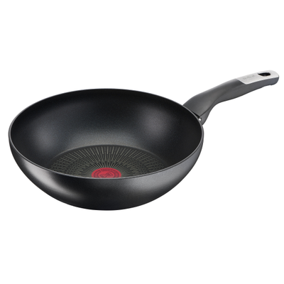 Tigaie Wok Unlimited G2551972, 28 cm, &icirc;nveliș antiaderent 100% sigur, Titanium Anti-Scratch, Thermo-Signal&trade;, bază Thermo-Fusion&trade;, aluminiu, negru
