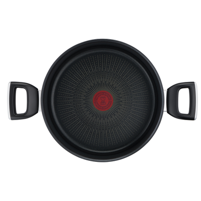 Oală Unlimited G2554672, 24 cm, înveliș antiaderent 100% sigur, Titanium Anti-Scratch, Thermo-Signal™, bază Thermo-Fusion™, aluminiu, negru