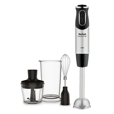Blender vertical Quickchef 3 în 1 HB656838, 1000 W, tehnologie Powelix, 20 trepte de viteză, funcție Turbo, tocător 0.5 L, tel, protecție antistropire, mâner antialunecare, recipient 0.8 L, negru-argintiu