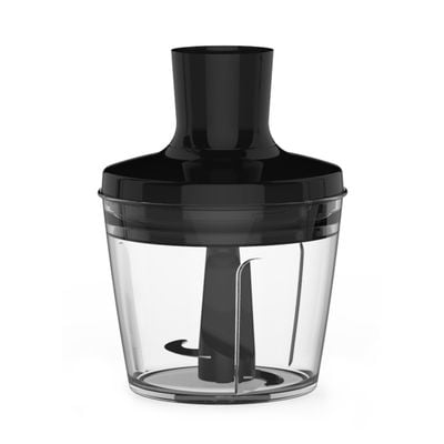 Blender vertical Quickchef 3 în 1 HB656838, 1000 W, tehnologie Powelix, 20 trepte de viteză, funcție Turbo, tocător 0.5 L, tel, protecție antistropire, mâner antialunecare, recipient 0.8 L, negru-argintiu