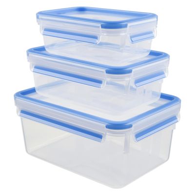 Set de 3 caserole MasterSeal Plastic K3028912, închidere etanş, 0.55 / 1 / 2.3 L, plastic, transparent