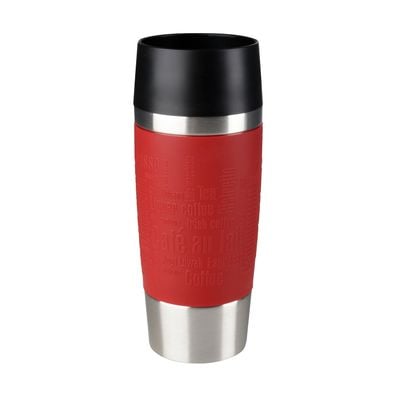 Termos Travel Mug K3084114,  înveliș exterior silicon roșu, 0.36 L, inox, roșu