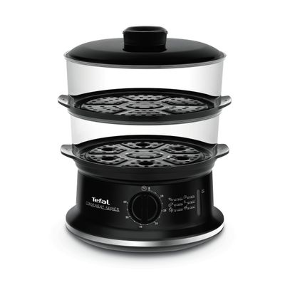 Aparat de gătit cu aburi Tefal Convenient Series VC140131, 2 vase, cronometru mecanic, 2 accesorii, 6 L, plastic, negru