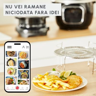 Accesoriu grill 2 în 1 Tefal XA60AD10, reversibil, compatibil cu multicookerele Tefal Cook4Me, Turbo Cuisine și One Pot, inox, seriile CY85xx, CY91xx, CY77xx, CY505xx, argintiu
