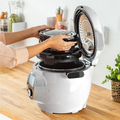 Accesoriu multicooker pentru prăjit Tefal Cook4Me+ Extra Crisp Lid EY150830, compatibil cu multicookerele Cook4Me de 6 L, 4 programe, temperatură ajustabilă, negru