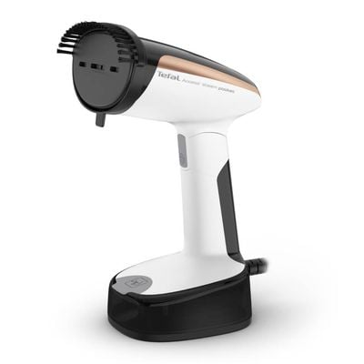 Aparat de călcat vertical cu abur Tefal Access Steam Pocket DT3030E0, 1300W, abur variabil 0 - 19 g/min, rezervor apă 120 ml, oprire automată, cap pliabil, alb & negru