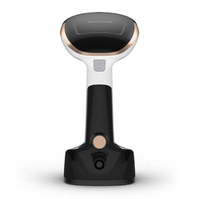 Aparat de călcat vertical cu abur Tefal Access Steam Pocket DT3030E0, 1300W, abur variabil 0 - 19 g/min, rezervor apă 120 ml, oprire automată, cap pliabil, alb & negru