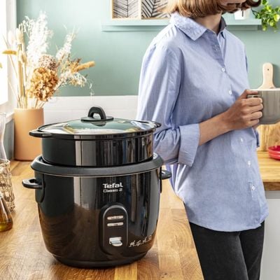 Aparat de gătit multifuncțional Tefal Classic 2 RK103811, 600W, multicooker cu 3 programe de gătit, capacitte vas 5L, funcție menținere la cald, funcție gătire la aburi, negru