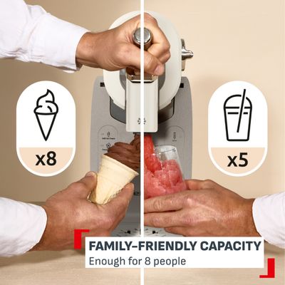 Aparat pentru deserturi reci Tefal Freezi IG803AE0, 200 W, 1.4 L, 5 programe automate, nivel redus de zgomot, pana la 10 portii, crem