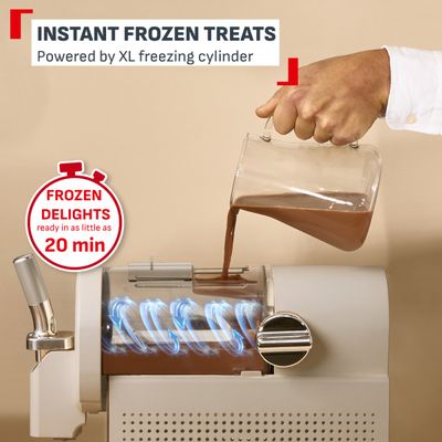 Aparat pentru deserturi reci Tefal Freezi IG803AE0, 200 W, 1.4 L, 5 programe automate, nivel redus de zgomot, pana la 10 portii, crem