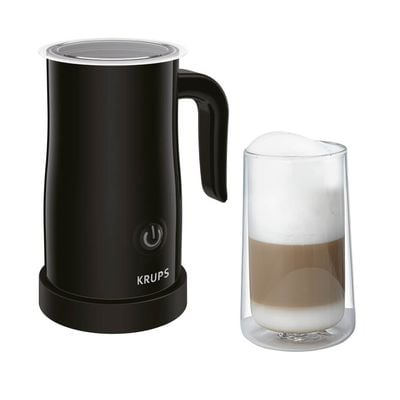Aparat pentru spumat laptele Krups XL100810, 150 ml, 500 W, baza rotativa, invelis antiaderent, Negru