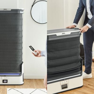 Aparat automat cu aburi de netezire a cutelor, igienizare și &icirc;mprospătare Tefal Care For You YT4050E1, versiune ECO 1.800 W, abur 65 g/min, 4 programe uscare, aburire, călcare și igienizare, 4 haine, pliabil