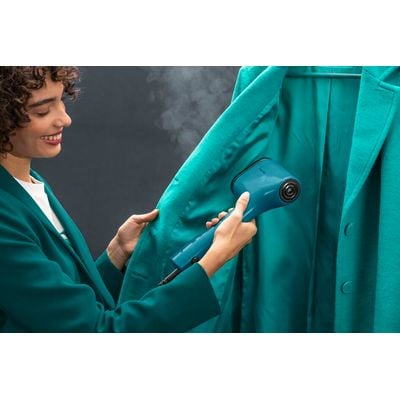 Aparat de călcat vertical Tefal PURE POP DT2020E1, 1300W, 20g/min, 70ml, auto-off, pad reversibil, albastru