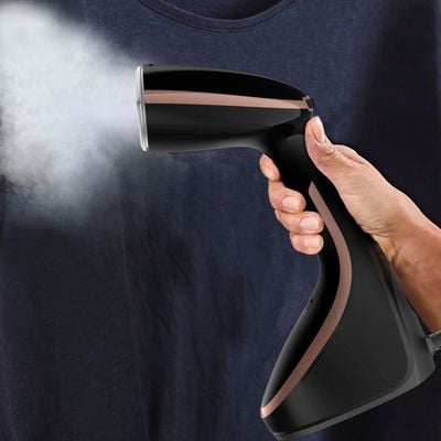 Aparat de călcat vertical cu abur Tefal Access Steam Care DT9100E0, 1600 W, abur 30 g/min, 40 sec, 3 funcții, suport detasabil, 3 accesorii, negru/maro