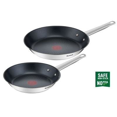 Set de 2 tigai Cook Eat de 24/28 cm B922S204, oţel inoxidabil, &icirc;nvelis antiaderent Titanium, tehnologie cu inducție, indicator termic Thermo-Signal&trade;, argintiu