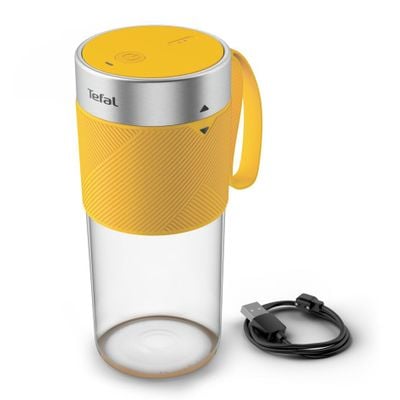 Blender portabil Tefal Lightmix BL1C0230, 300 ml, 2 lame, 20.000 rpm, acumulator 1200 mAh, rezultate în 40 secunde, până la 11 cicluri per încărcare, cablu incarcare inclus, galben
