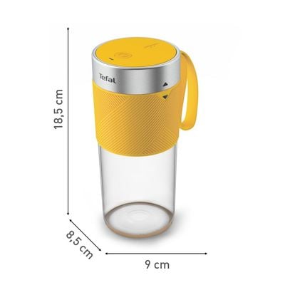 Blender portabil Tefal Lightmix BL1C0230, 300 ml, 2 lame, 20.000 rpm, acumulator 1200 mAh, rezultate în 40 secunde, până la 11 cicluri per încărcare, cablu incarcare inclus, galben