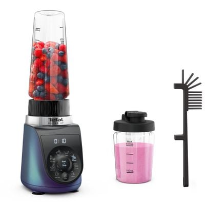 Blender Tefal Blend Up BL19H4F0, 1000W, recipiente portabile de 400 ml / 700 ml, 8 programe automate, 6 lame Powelix detașabile, funcție auto curatare - Pulse - zdrobire gheață, albastru & negru
