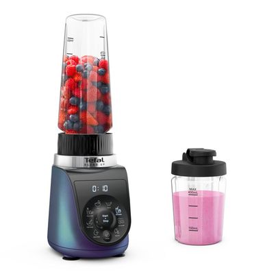 Blender Tefal Blend Up BL19H4F0, 1000W, recipiente portabile de 400 ml / 700 ml, 8 programe automate, 6 lame Powelix detașabile, funcție auto curatare - Pulse - zdrobire gheață, albastru & negru