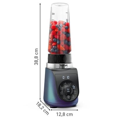 Blender Tefal Blend Up BL19H4F0, 1000W, recipiente portabile de 400 ml / 700 ml, 8 programe automate, 6 lame Powelix detașabile, funcție auto curatare - Pulse - zdrobire gheață, albastru & negru