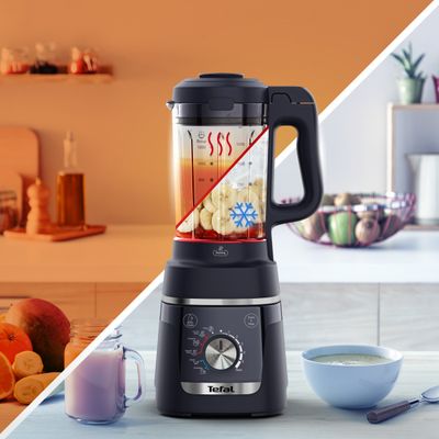 Blender Tefal Blendforce Cook BL5768F0, 1000 W, 1.75 L, 6 programe, tehnologie Powelix, functie de gatire, 6 lame inox, negru