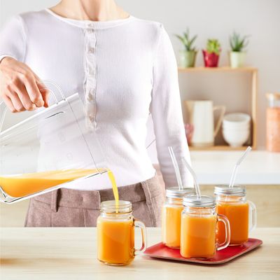 Blender Tefal Blendforce Essential BL4118F0, 450 W, 1 L, 2 trepte viteza, 4 lame inox, tocator inclus, functie zdrobire gheata, negru