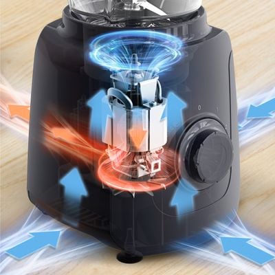 Blender Tefal Blendforce Essential BL4118F0, 450 W, 1 L, 2 trepte viteza, 4 lame inox, tocator inclus, functie zdrobire gheata, negru