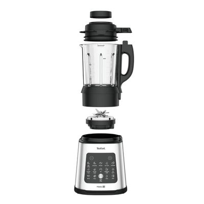 Blender Tefal PerfectMix Cook BL83SD30, 1400W, capacitate 1.75L, viteză variabilă, 10 programe pentru rețete calde și reci, funcție de gătire la aburi, funcție de marunțire a gheții, lame detașabile Powelix, argintiu & negru