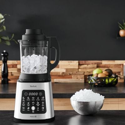 Blender Tefal PerfectMix Cook BL83SD30, 1400W, capacitate 1.75L, viteză variabilă, 10 programe pentru rețete calde și reci, funcție de gătire la aburi, funcție de marunțire a gheții, lame detașabile Powelix, argintiu & negru