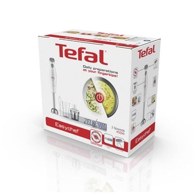 Blender vertical Tefal HB453138 Easychef 3 in 1, 450 W, 2 viteze, tocător, vas gradat, tel, Alb